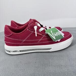 Skechers Arch Fit Arcade Arcata Womens 6.5 Red Canvas Vegan Sneakers